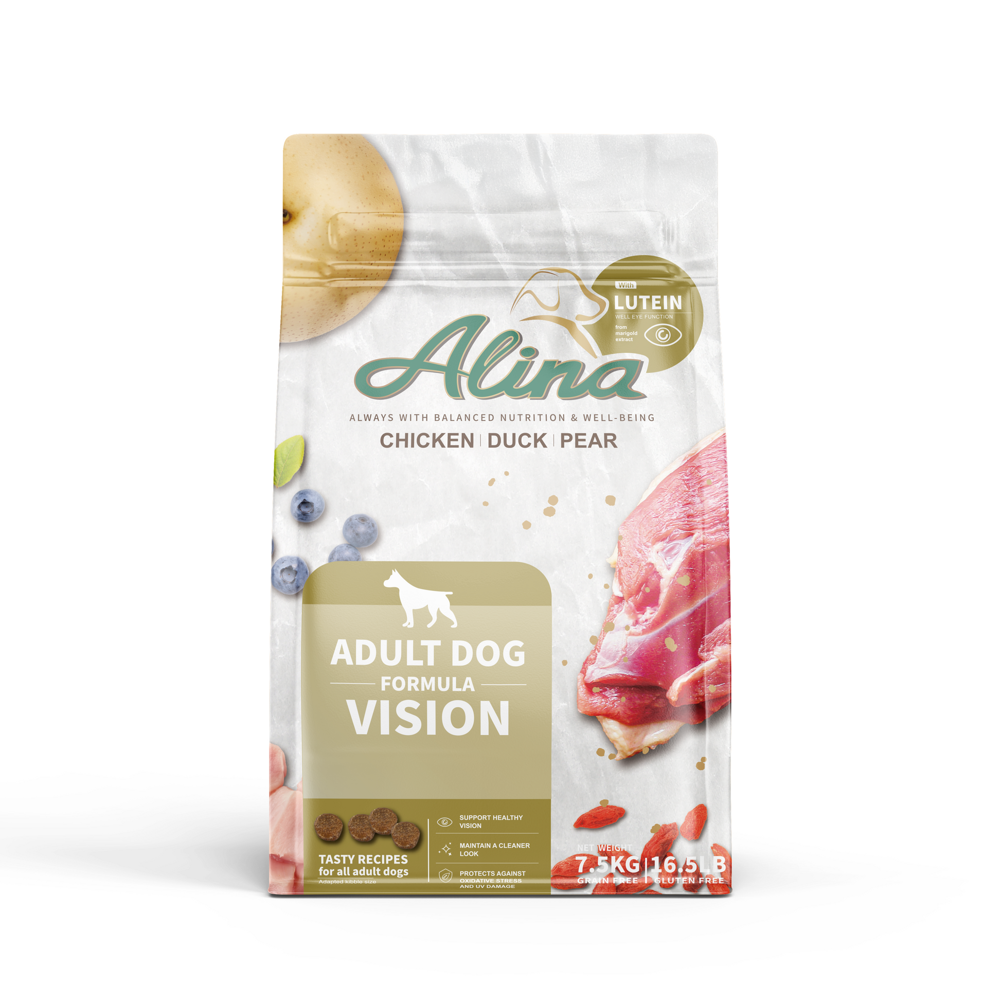 【歡慶開站 | 7 折起】ALINA 成犬晶彩食譜｜雞肉+鴨肉｜護眼保健配方 - ALINA 艾莉納 寵物主廚快餐車
