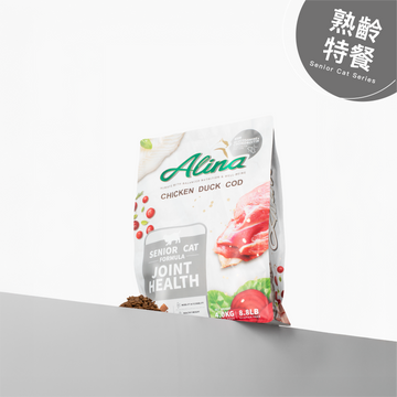 【歡慶開站 | 7 折起】ALINA 熟齡貓照護食譜｜雞肉+鴨肉+鱈魚｜關節保健配方 - ALINA 艾莉納 寵物主廚快餐車
