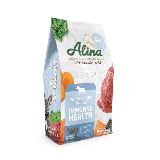 【歡慶開站 | 7 折起】ALINA 幼犬成長食譜｜牛肉+鮭魚｜免疫保健配方 - ALINA 艾莉納 寵物主廚快餐車