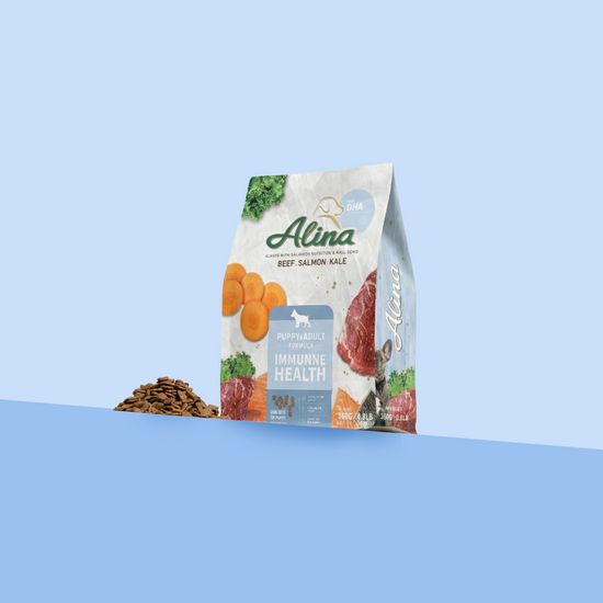 【歡慶開站 | 7 折起】ALINA 幼犬成長食譜｜牛肉+鮭魚｜免疫保健配方 - ALINA 艾莉納 寵物主廚快餐車