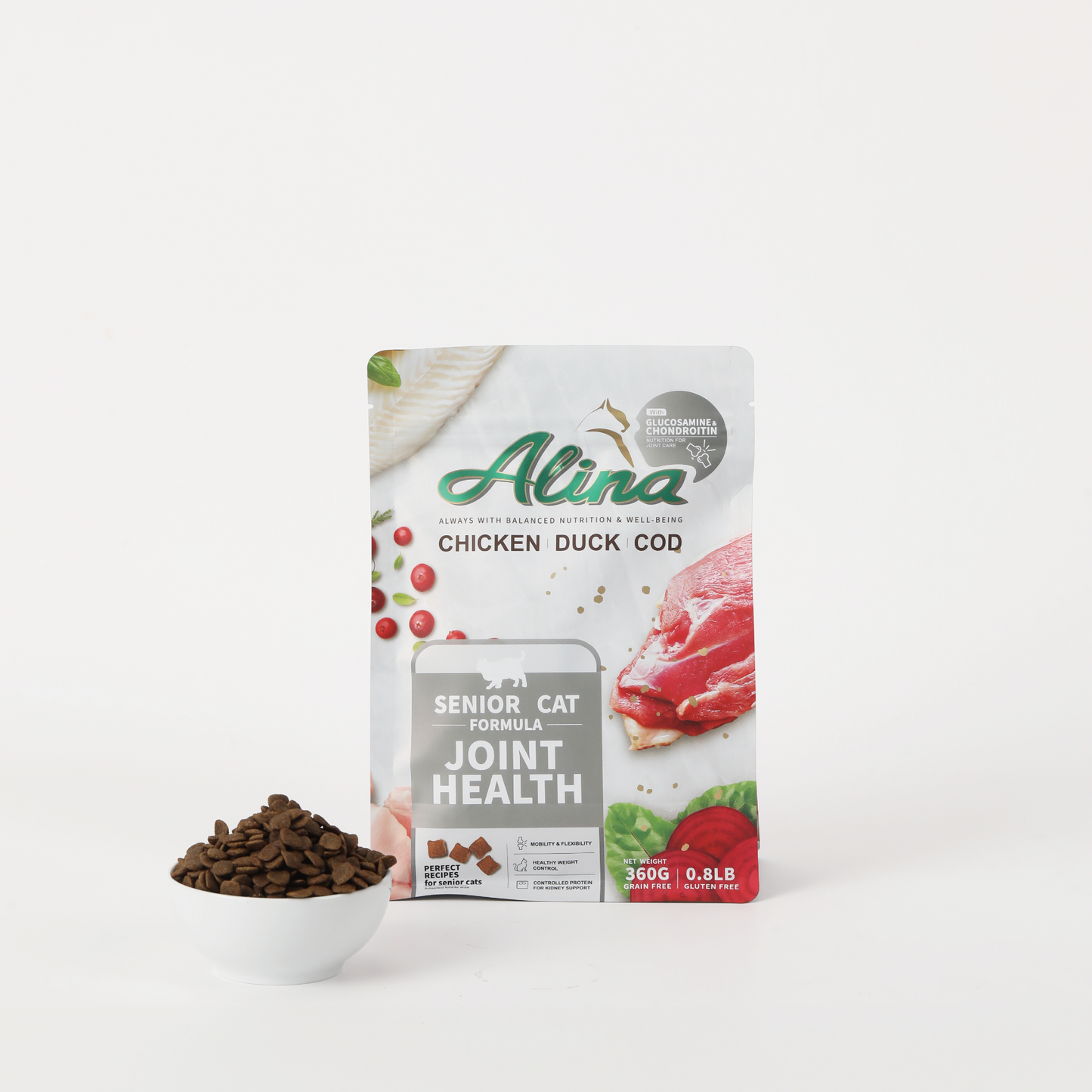 【歡慶開站 | 加購商品 68 折】ALINA 熟齡貓照護食譜｜雞肉+鴨肉+鱈魚｜關節保健配方 - ALINA 艾莉納 寵物主廚快餐車